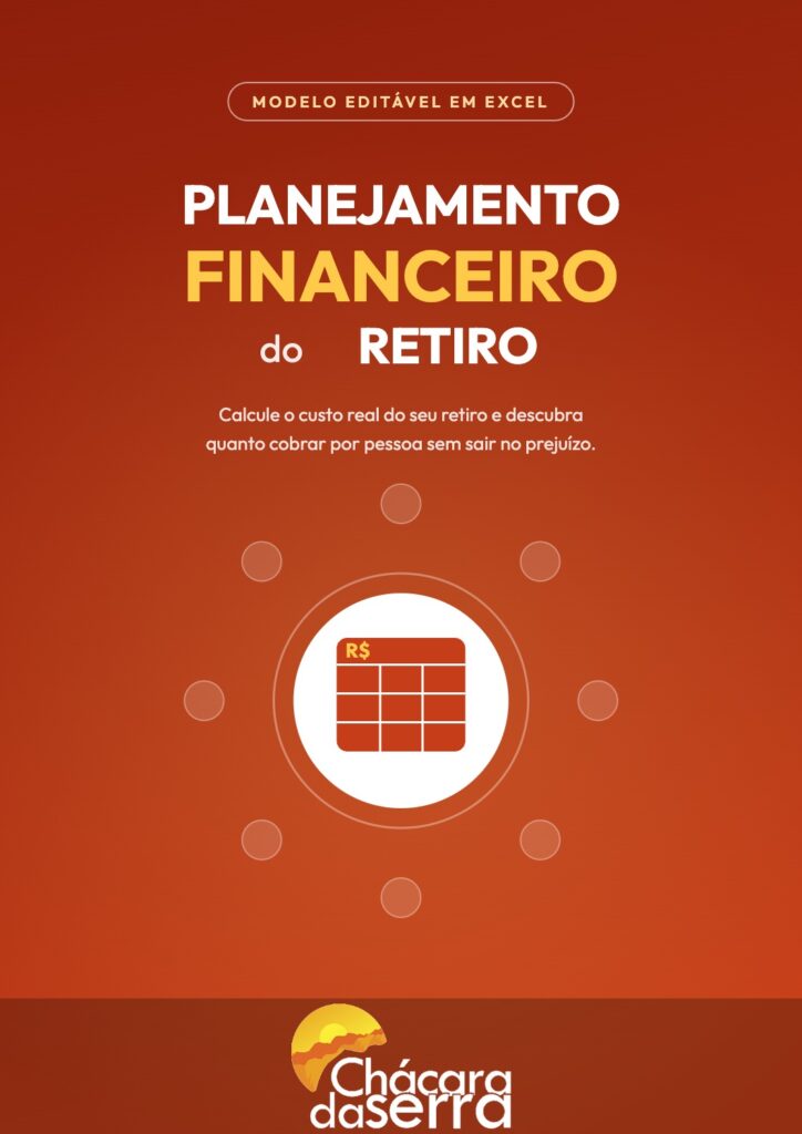 Capa da planilha de planejamento financeiro do retiro, da Chácara da Serra